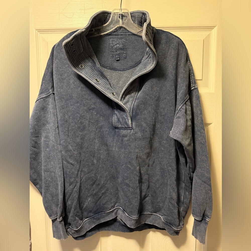 Aerie Women’s Zip Up Sweater in Washed Blue